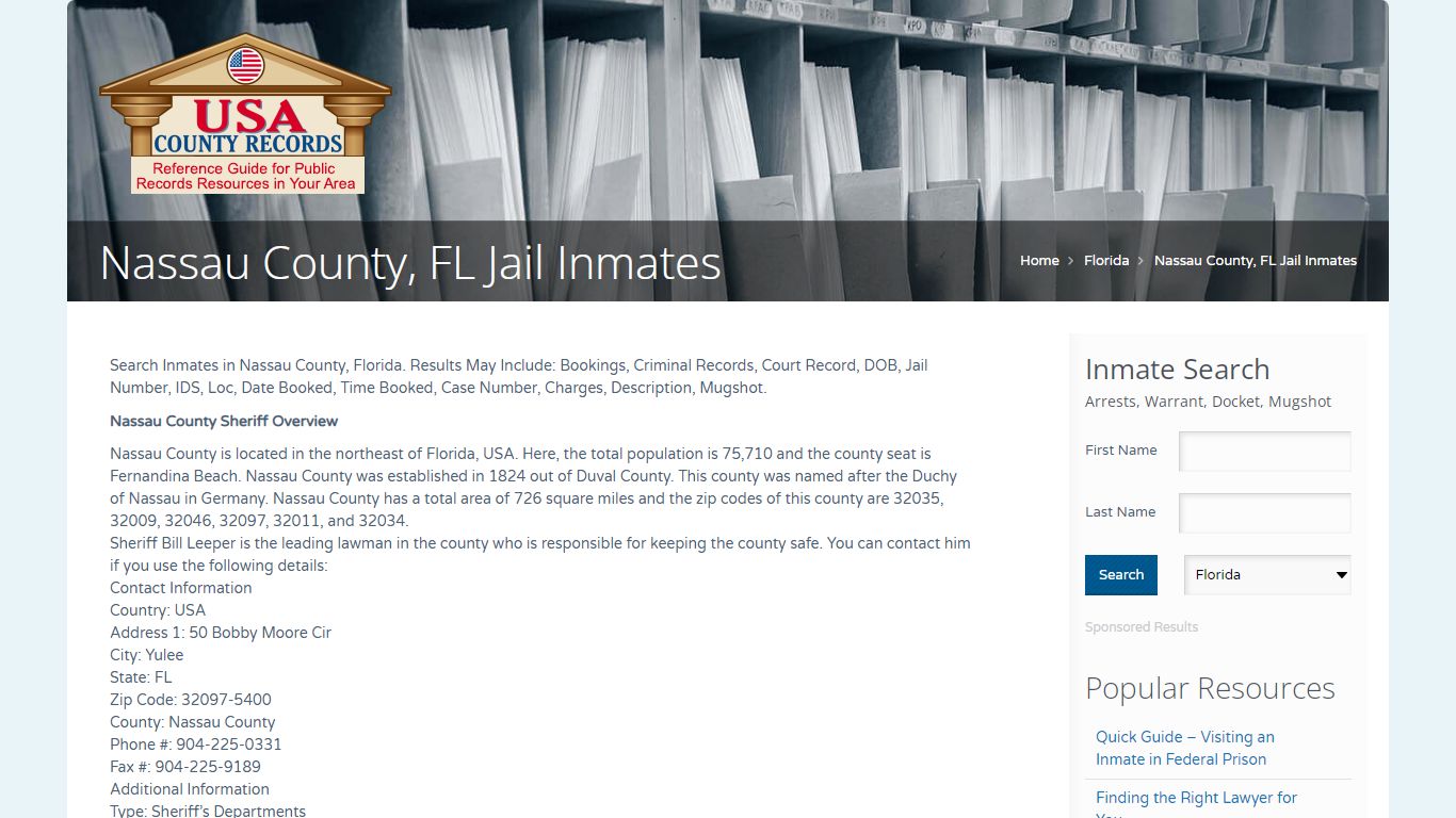 Nassau County, FL Jail Inmates | Name Search
